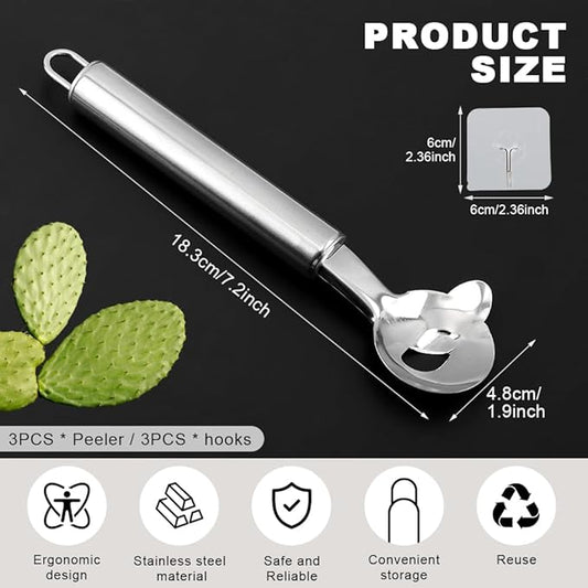 3Pcs Cactus Peeler Tool Stainless Steel Cuchara Pelador de Nopales Chinese Knife Sliced Noodle Tool for Kitchen Cooking Noodle