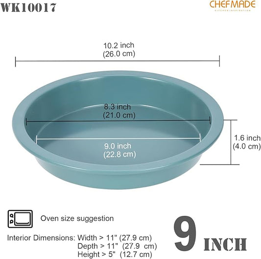 CHEFMADE Round Cake Pan, 9-Inch Non-Stick Pizza Pan and Pie Bakeware for Oven Baking (Green)