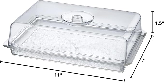 Clear Premium Acrylic Rectanglees Serving Tray with Lid (12.63" x 8.75" x 3.38") Perfect for Parties, Events, & Dining