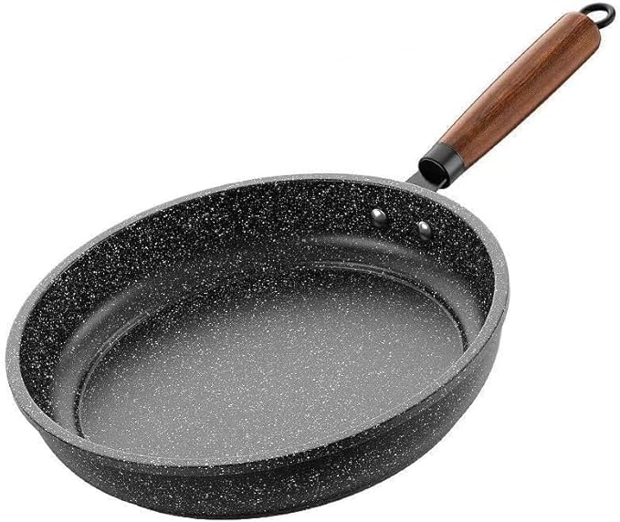 CBESTUTENSIL Non-stick frying pan, granite-coated skillet, lightweight egg pan, chef's frying pan,Fried eggs don't stick to the pan, wooden handle (10 inches)
