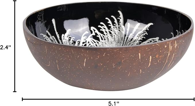 ChezMax Natural Coconut Bowl Mother of Pearl Inlaid Shell Bowls Key Bowl for Entryway Table Candy Container Nuts Holder Fruits & Dry Snack Storage Bowl Round Handcrafted Bowl for Decoration