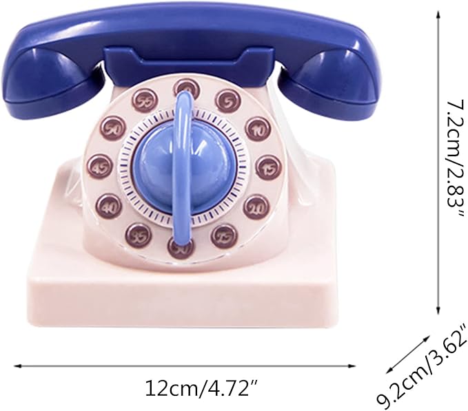 Cute Cartoon Telephone Shaped Kitchen Timer Mechanical Wind Up 60 Minute Manual 360 Degree Rotating Timer For Children Kitchen Timers For Cooking Manual