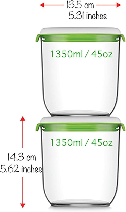 FOSA Vacuum Seal Containers, 2 Pack 45 oz, Vacuum Container for Food Storage, Food Containers for Vacuum Seal, Airtight Vacuum Food Containers, Durable Storage Solution (Vacuum Pump Not Included)