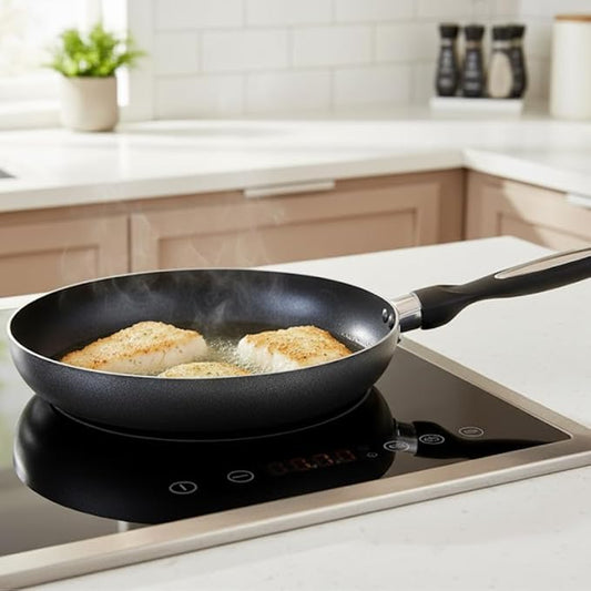 Alpine Cuisine Fry Pan 8 Inch Nonstick Coating Gray, Frying Pans Nonstick for Stove with Stay Cool & Comfortable Handle, Durable Nonstick Cookware, Ideal for Family
