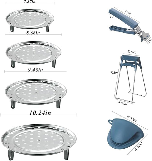 Stainless Steel Steamer for Cooking ,Multipurpose Steaming Rack Stand for Stock Pot, Pressure Cooker & Canning - Ideal for Tamales, Vegetables, Baking & Daily Cooking Needs