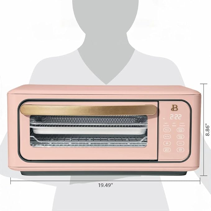Beautiful by Drew Infrared Air Fry Toaster Oven 1800W with 9-Slice Capacity and Multi-Function Cooking (Rose)