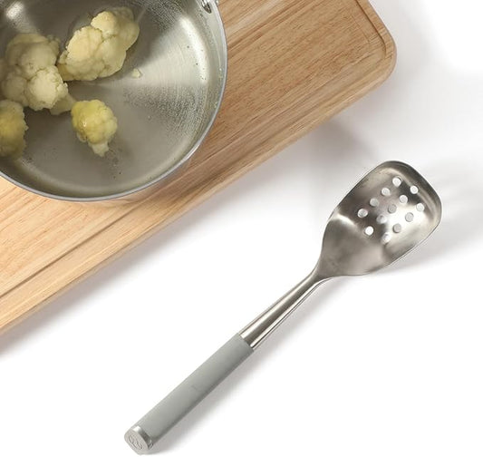 Calphalon Edge Stainless Steel Slotted Kitchen Spoon - Taupe