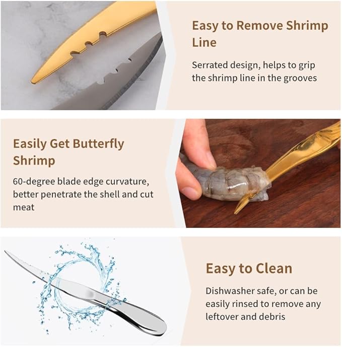 Shrimp Deveiner Tool Multi-Colored Shrimp Peeler and Deveiner Tool Stainless Steel Shrimp Cleaner Seamless Shrimp Peeler Shrimp Deveining tool Knife for Easy Shrimp Deveining (Orange)