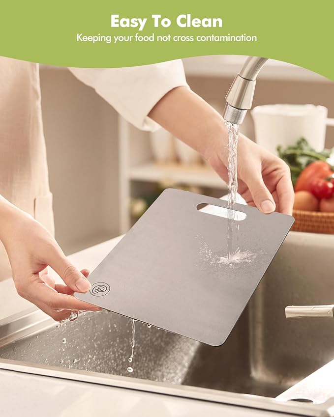 Titanium Cutting Board,Double Sided 100% Pure Titanium Cutting Boards for Kitchen,Non Toxic Cutting Board,Metal Chopping Board,Dishwasher Safe & Durable,House Warming Gifts New Home,16”L×11”W(Large)