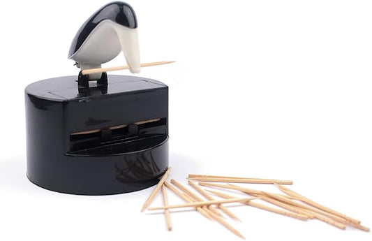 RSVP International Willie Woodpicker Toothpick Holder, Woodpecker, 100 Count,Plastic, Black & White