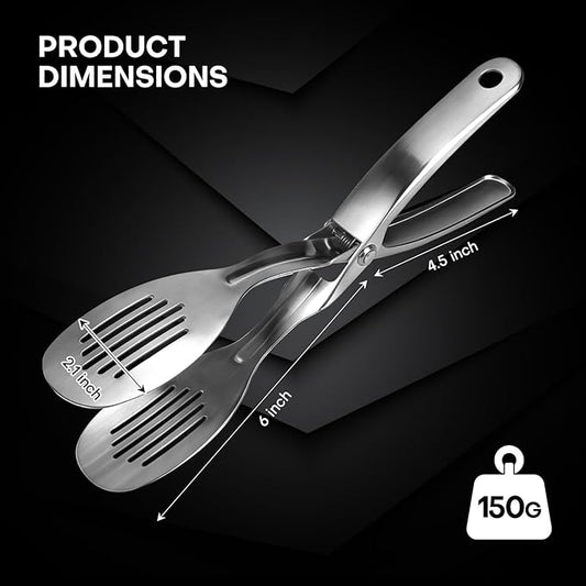 Nezylaf Kitchen Tongs 10.8" Stainless Steel, Heat Resistant 600°C | Perfect for BBQ, Cooking, Serving Tongs & Salad Tongs | Spring-Loaded Design