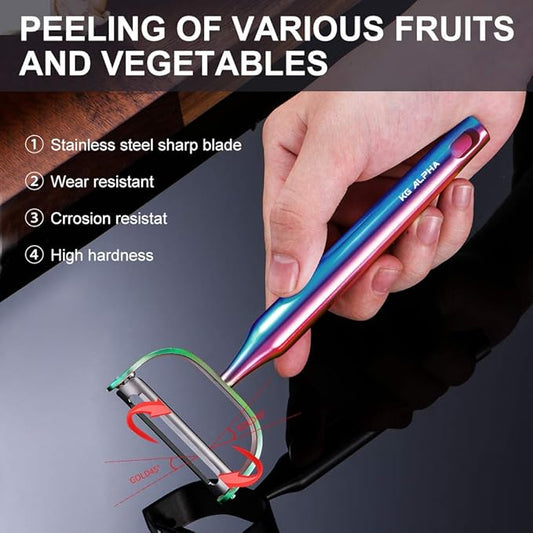Vegetable Apple Peelers for kitchen, Fruit Carrot Veggie Potatoes Peeler, Heavy Duty Y-Shaped Stainless Steel Peelers, with Ergonomic Non-Slip Handle sharp Blade, Dishwasher Safe Rainbow Color