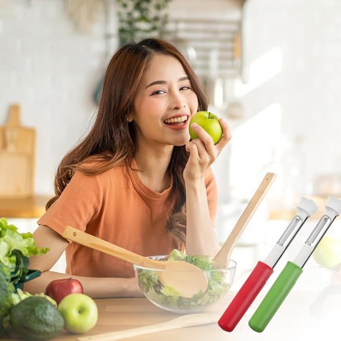 2-In-1 Corer Remover and Apple Peeler - 2024 New Stainless Steel Fruit Corer Tool for Bell Peppers, Apples, Pears (Green)