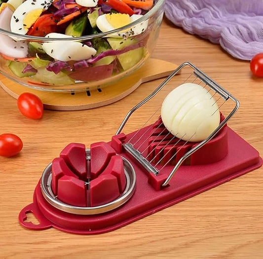 Hard Boiled Egg Cutter, Multi-Purpose Boiled Egg Cutter, Egg Slicer, for Home and Kitchen, Stainless Steel Wire with 2 Slicing Styles, for Cheese, Fruit, Strawberry, Mushrooms and Kiwis (cherry)