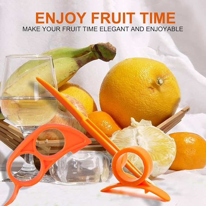 Orange Peeler Tools Citrus Peel Cutter Plastic Easy Fruit Vegetable Slicer Cutter Lemon Peeler Opener Remover Fruit Tools Kitchen Utensils Gadgets Bladed Food Peeler Slicer (Orange)