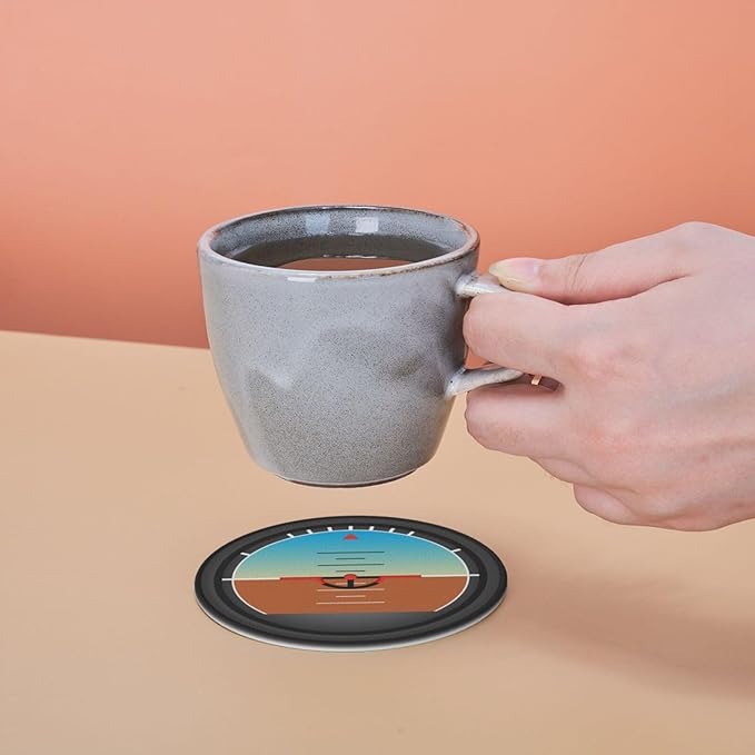 Aviation Leather Drink Coasters Set of 6 with Holder Pilot Gifts for Aviation Lovers