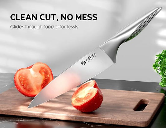 Knife Set - Ultra Sharp Knives Set for Kitchen with block, 15 PCS Stainless Steel Knife Set with Built-in Sharpener, Ergonomic Non-Slip Handle, Christmas Elegant Box for Men Women, Steel Grey