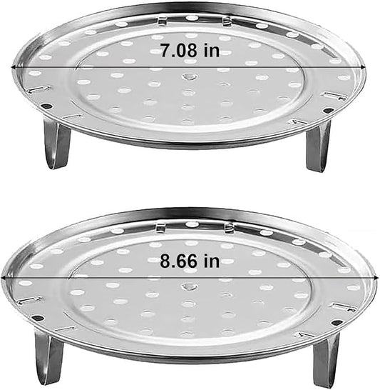 2 Pcs Stainless Steel Steamer Rack with Removable Legs, Multifunction Steam Basket for Steamer Pot, Instant Pressure Cooker (7.08 inch, 8.66 inch)