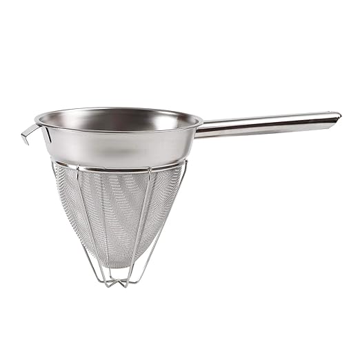 Winco CCB-8R Stainless Steel Reinforced Bouillon Strainer, 8 inch - 1 Each.