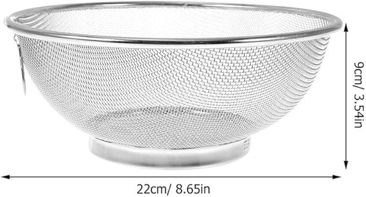 Cabilock Stainless Steel Fruit Vegetable Basket 8.66 Inch Fine Mesh Strainer Drain Basket Kitchen Colander for Washing Draining Food Preparation