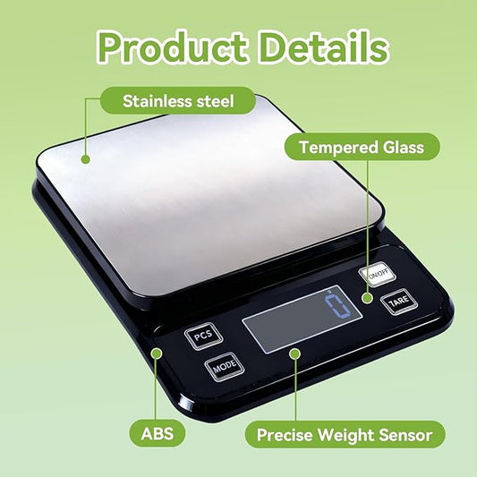 PTAZSCTC IP67 Waterproof Digital Kitchen Scale, 5kg/11lb Capacity with 0.1g Precision, Kitchen Scales for Food,USB Rechargeable Battery & 5 Units Conversion for Cooking, Baking - Food Scale