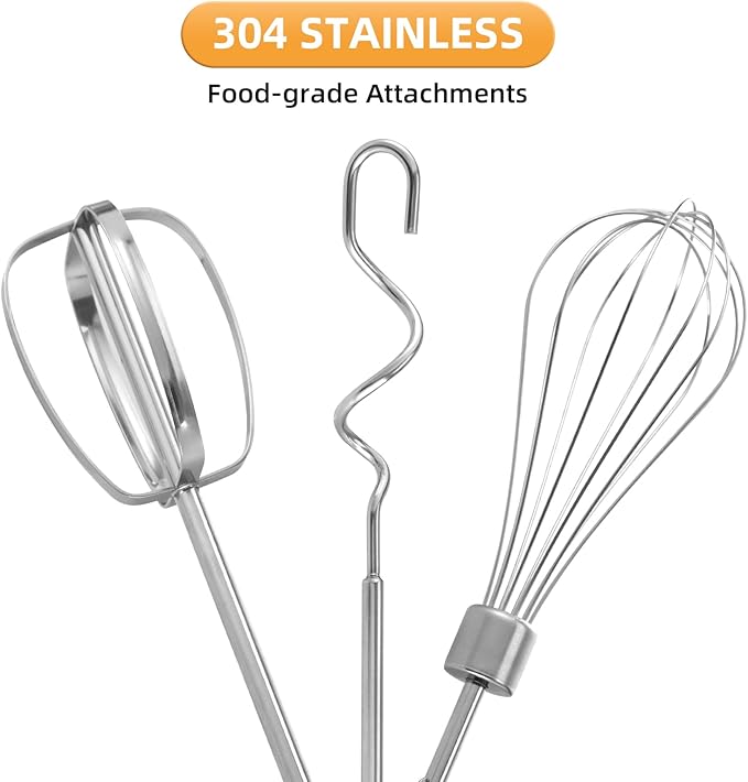 GELANGS Hand Mixer, 5-Speed Electric with Turbo Boost, White, Copper Motor, 400W, Dishwasher-Safe Attachments for Baking, Whipping, Dough