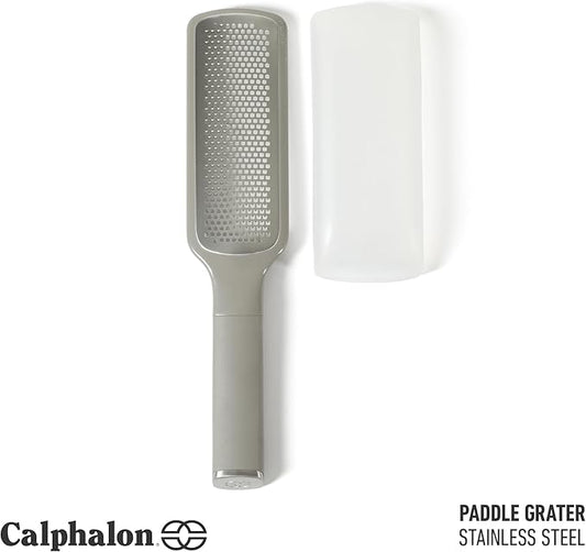 Calphalon Edge Stainless Steel Handheld Cheese Grater W/Cover & Rubber Handle - Taupe
