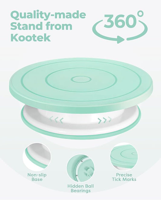 Kootek 158PCs Cake Decorating Kit, Baking Supplies Tools - Includes Cake Stand Turntable, 64 Icing Piping Tips Set, 2 Frosting Spatulas, 3 Scrapers, 50+2 Pastry Bags, Coupler, Video Tutorial, Booklet