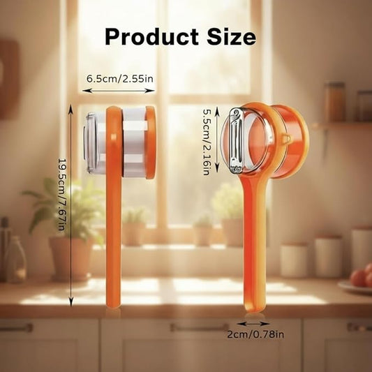 2 PCS Peeling Knife with Storage Box, Upgrade Peeler with Container, Double-sided Stainless Steel Blades Peel Faster, Durable Fruit Peeler for Camping, Home Kitchen, Anti-Slip Grip for Safe Use