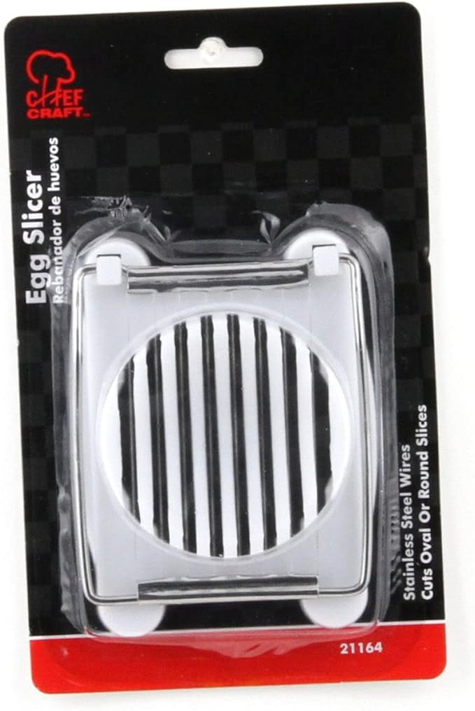 Chef Craft Basic Plastic Egg Slicer, 4 inches in length 8 stainless steel wires, White