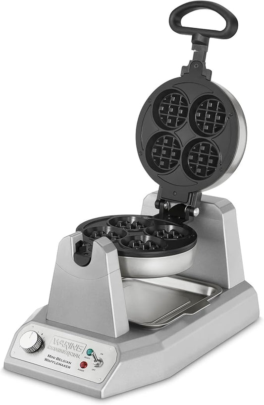 Waring Commercial WMB400X Single Mini Belgian Waffle Maker w/Cast Aluminum Grids 120V, 1200W 5-15 Phase Plug