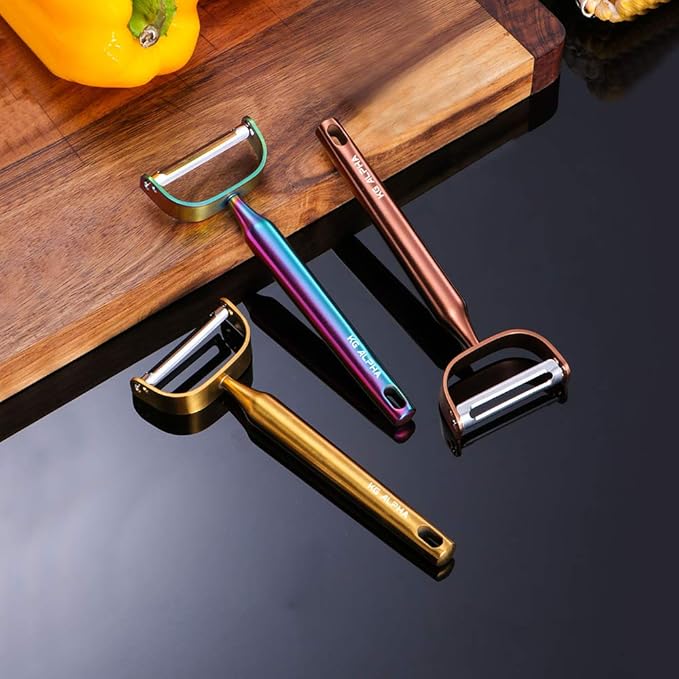 Potato, Vegetable, Apple Peelers for kitchen, Fruit, Carrot, Veggie, Potatoes Peeler, Y-Shaped Stainless Steel Peelers, with Ergonomic Non-Slip Handle & Sharp Blade, Good Durable KG ALPHA Golden