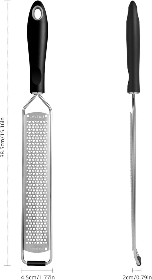 Premium Lemon Zester & Cheese Grater,Kitchen Tool for Parmesan Cheese, Lemon, Ginger, Garlic, Nutmeg, Chocolate, Vegetables, Fruits,Sharp Stainless Steel Blade,Dishwasher Safe (Black)