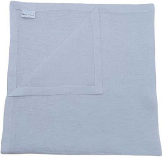 Marc Oliver Blue Grey Pure Linen Cloth Table Napkins Pack of 4. Handmade 20"x 20" in 100% French Flax Linen. Fully Hemmed with Mitered Corners in Matching Thread. Soft Washed, Washable, Reusable.