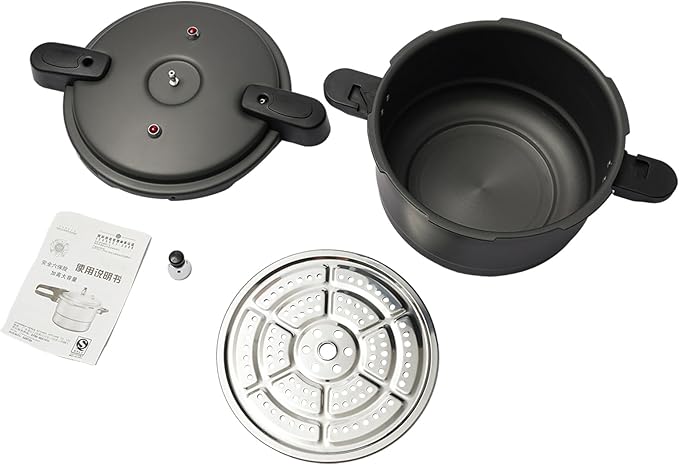9.5Qt Aluminium Alloy Pressure Cooker Dark Grey Pressure Canner with with Spring Valve Safeguard Devices Hand Control Pressure Cooking Pot for Various Furnaces