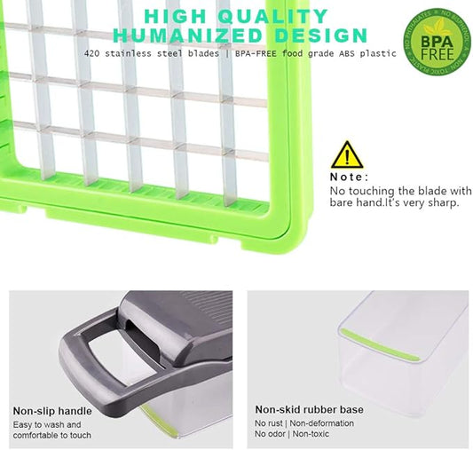 Vegetable Chopper Creator-Top Onion Chopper Dicer Mandoline Slicer Cutter Pro Food Chopper Slicer Durable Veggie Cutter with Large Container Drain Basket and 8 Blades for Tomato Potato Carrot