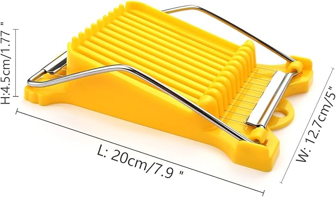 Multipurpose Luncheon Meat Slicer,Stainless Steel Wire Egg Slicer,Cuts 11 Slices for Spam,Cheese,fruit,Soft Food and Ham (Yellow)