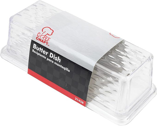 Chef Craft Select Plastic Butter Dish, 7 Inches In Length, Clear