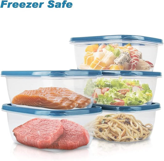 10PCS Food Storage Containers,Freezer Microwave safe,Food Container Sets,BPA Free Plastic Meal Prep Containers & Kitchen Set,Lunch Containers,use for School,Work and Travel,0.53 Quarts Per Box.