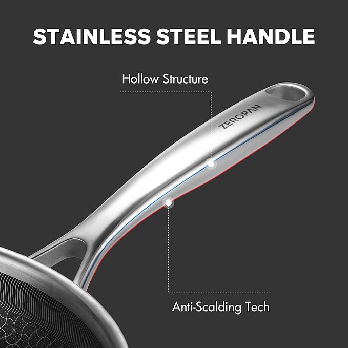ZEROPAN Hybrid Nonstick 10-Inch Frying Pan with Lid,Non Stick Frying Pan,PFAS PFOA PTFE Free,Stay-Cool Handle, Dishwasher-Friendly, Oven-Safe Up to 600°F, Induction Ready, Compatible with All Cooktops