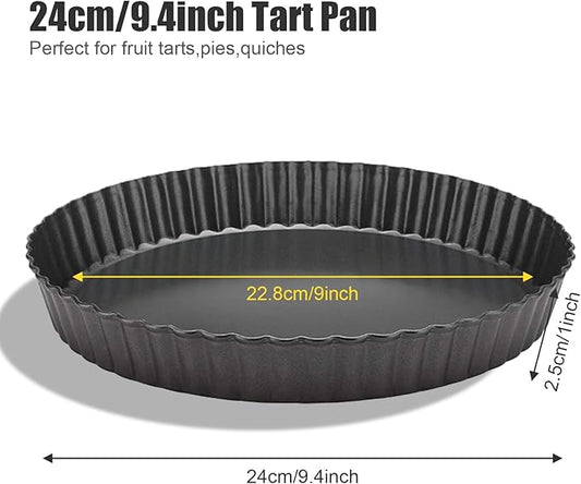 Mooisco 9 Inch Fluted Tart Pan Fruit Pie Pans With Removable Base Nonstick Coating Tarts Molds for Baking Supply For Pizza Tartlet Cake Quiche