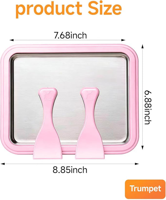 2026 Rolled Ice Cream Maker - 3-Minute Portable Ice Cream Machine with Stainless Steel Freeze Tray & 2 Scrapers, No Electricity Needed, Perfect for Family and Party Desserts (Pink)