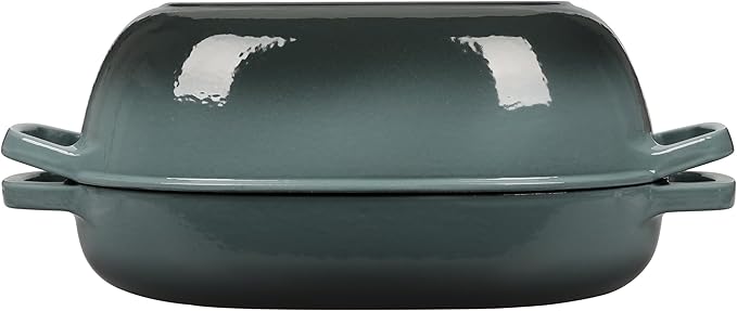 EDGING CASTING Enameled Cast Iron Oval Dutch Oven Pot with Lid, Dutch Oven for Sourdough Bread Baking, Oval Bread Pan, Bread Oven, Bread Dutch Oven, 7qt, Slateblue