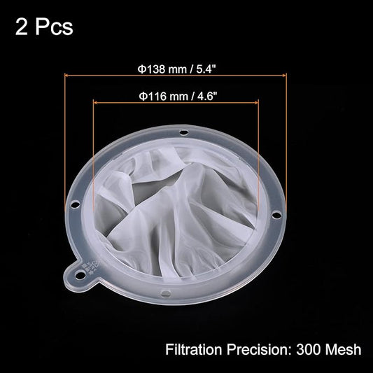 PATIKIL 5.4" O.D. Food Filter Strainer, 2 Pack 300 Mesh Kitchen Mesh Filters Strainers Fine Mesh Sieve for Juice, Coffee, Soy Milk Filtration, White