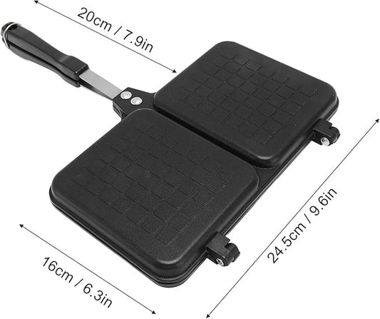 Hot Sandwich Panini Maker with Handle, NonStick Double Sided Frying Pan Grilled Sandwich Maker, Stovetop Toasted Sandwich Press for Home, Kitchen, Breakfast