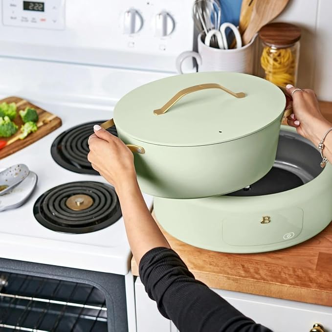 Beautiful 10-in-1 Electric Multi-Cooker, 6-Quart, Digital Display, Non-Stick Pot, One-Touch Control, 10 Cooking Functions (Sage Green)