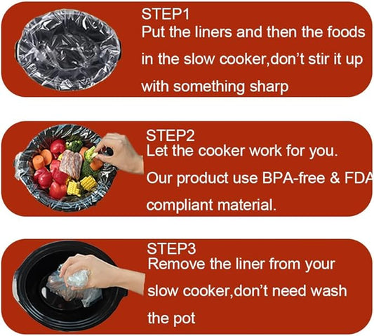 Slow Cooker Liners, Disposable Crock Pot Liners, 13"x21" Large Size Cooking Bags, Fits 3-8 Quart Oval & Round Crock Pot, BPA-Free, 20 Count