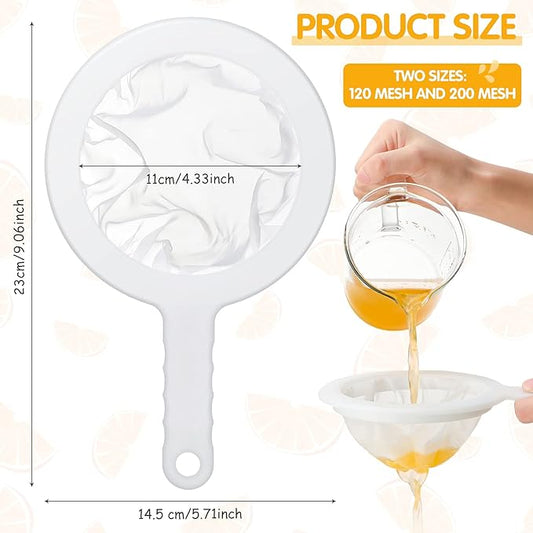 Zopeal 2 Pcs 9" Ultra Fine Mesh Strainer for Kefir Grains Plastic Juice Strainer Food Colander Greek Yogurt Sieve Large Capacity Filter for Kombucha Cold Brew Coffee Shrimp Separation(120/200 Mesh)