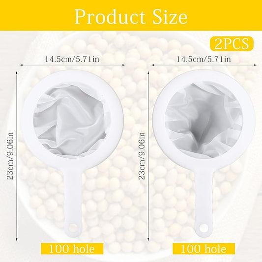 Small Strainer Fine Mesh, 2 Pcs Reusable Plastic Fine Mesh Strainer with Handle, Small Strainers for Juicing Kitchen Supply for Cooking Cheese Milk Juice
