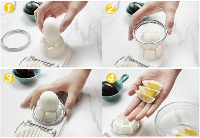 Egg Slicer For Hard Boiled Eggs - Egg Cutter | Strawberry Slicer | Heavy Duty Stainless Steel Egg Cutter | 2-in-1 Multipurpose Kitchen Accessories For Mushroom, Egg, Strawberry, Kiwi, Banana, Cheese